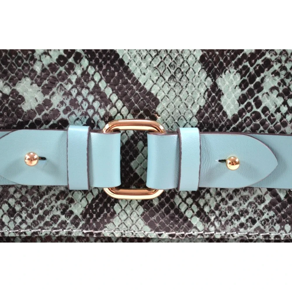 Radley London Reptile Snake Print Teal & Black Crossbody Shoulder Bag Purse‎